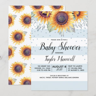 Invitation baby shower d'automne rustique de Sunflower stripe