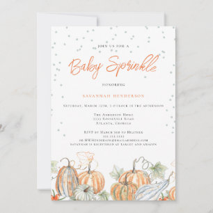Invitation Baby shower d'automne rustique Saupoudrer Citrouil