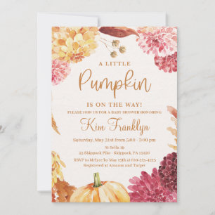 Invitation Baby shower d'automne Un petit Citrouille est en r