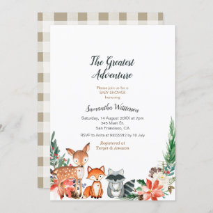 Invitation Baby shower d'aventure animale rustique