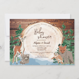 Invitation Baby shower d'aventure Aquarelles Bois