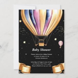 Invitation Baby shower d'aventure avec ballon à air chaud