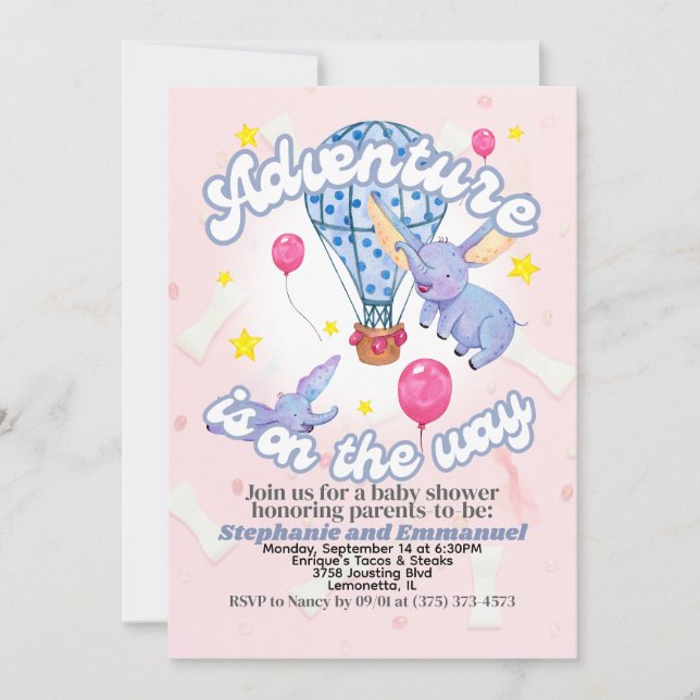 Invitation Baby shower d'aventure | Élément aquare (Devant)