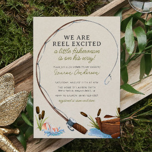 Invitation Baby shower d'aventure Little Fisherman Watercolor