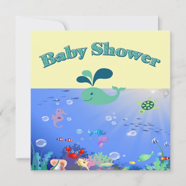Invitation Baby shower D'Aventures Sous-Marines Garçon Ou Fil (Devant)