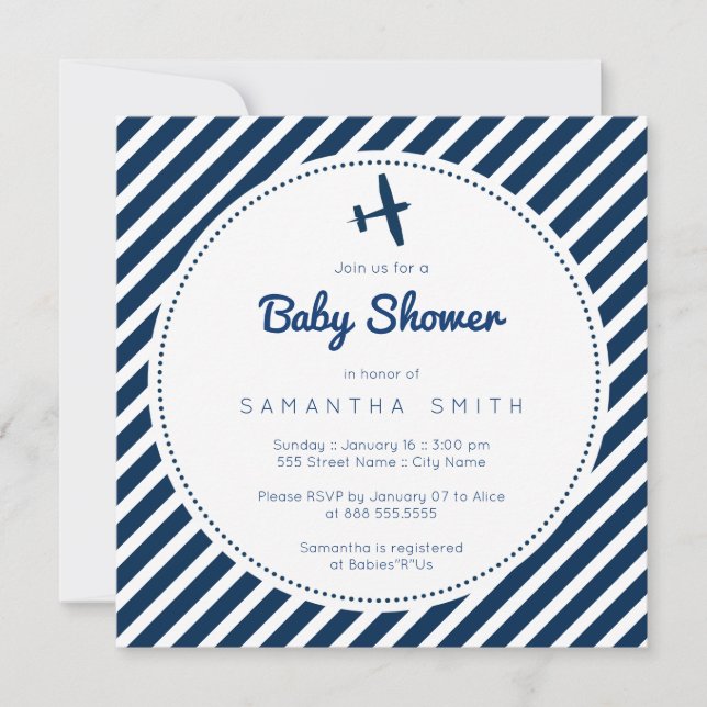 Invitation Baby shower d'avion (Devant)