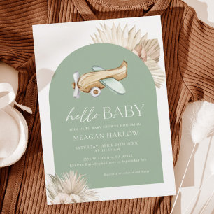 Invitation Baby shower d'avion Sage Green