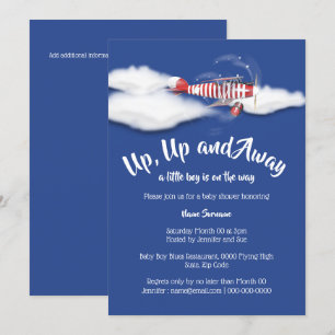 Invitation baby shower d'avion voyageant avec les garçons ble