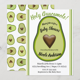 Invitation Baby shower d'Avocado du coeur Saint-Guacamole
