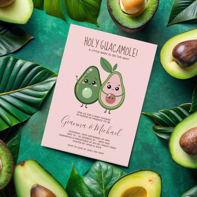 Invitation Baby shower d'Avocado rose Saint-Guacamole (Créateur téléchargé)