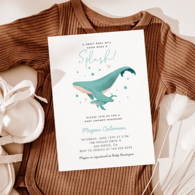 Invitation Baby shower de baleine Bleu Nautique (Créateur téléchargé)