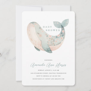 Invitation Baby shower de baleine mignonne