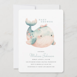 Invitation Baby shower de baleine mignonne