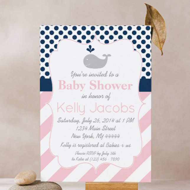 Invitation Baby shower de baleine rose (Créateur téléchargé)