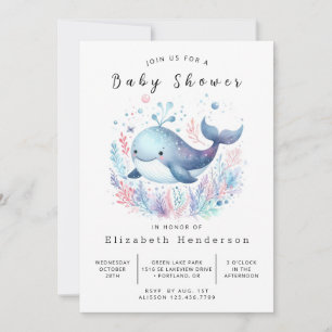 Invitation Baby shower de baleine sur mesure gracieux