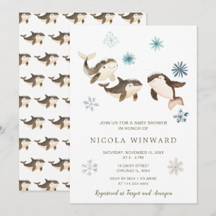 Invitation Baby shower de baleines arctiques d'hiver
