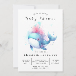 Invitation Baby shower de baleines élégant et modifiable