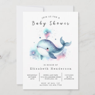 Invitation Baby shower de baleines modifiable amusant