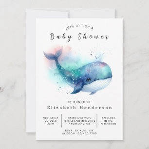 Invitation Baby shower de baleines sous-marin personnalisé