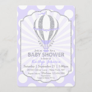Invitation Baby shower de ballon à air chaud Lavender