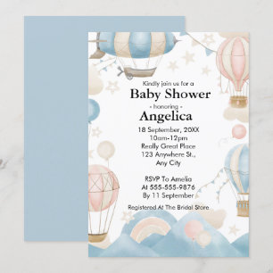 Invitation Baby shower de ballon à air chaud Water