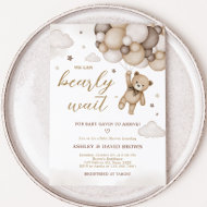 Invitation Baby shower de ballon d'ours Brown