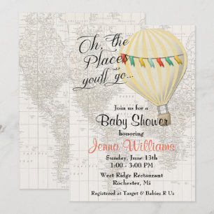Invitation Baby shower de ballon jaune neutre pour les femmes