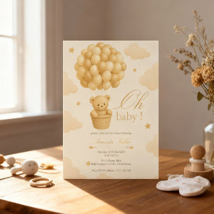 Invitation Baby shower de ballon Teddy Bear