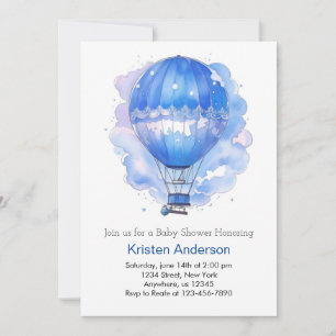 Invitation Baby shower de ballons à air chaud céleste personn