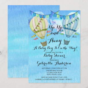 Invitation Baby shower de ballons à air chaud Watercolor