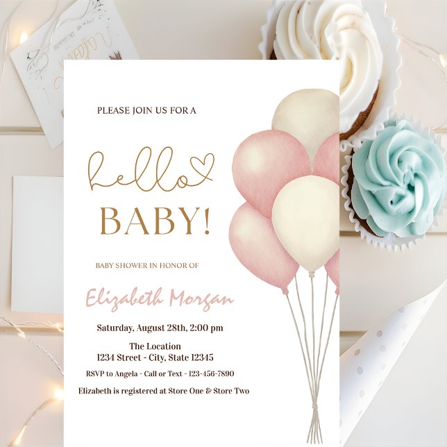 Invitation Baby shower de ballons chic aquarelle (Créateur téléchargé)