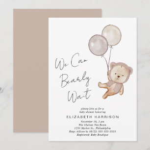 Invitation Baby shower de ballons d'ours en peluche de Boho
