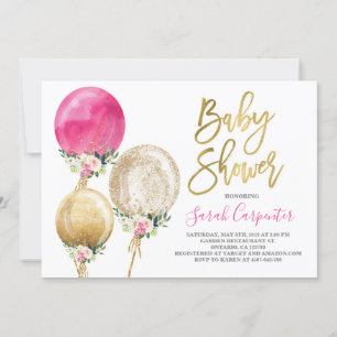 Invitation baby shower de ballons floraux