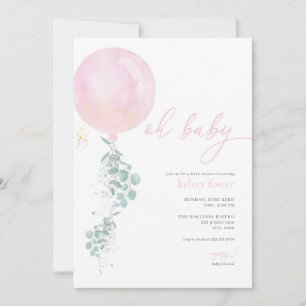 Invitation Baby shower de ballons rose fille