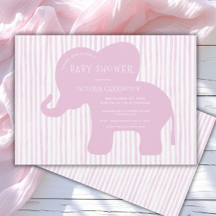 Invitation Baby shower de bande d'éléphant rose mignon
