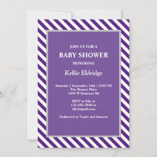 Invitation Baby shower de bandes violettes/blanche