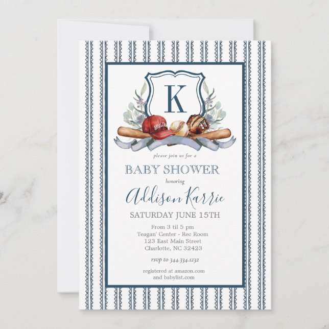 Invitation Baby shower de base-ball (Devant)