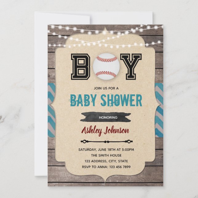 Invitation Baby shower de base-ball (Devant)