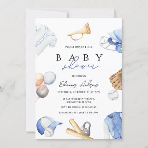 Invitation Baby shower de base-ball numérique personnel garço