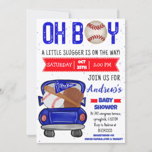 Invitation Baby shower de base-ball personnel Little Slugger