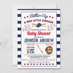 Invitation Baby shower de base-ball personnel Slugger All Sta