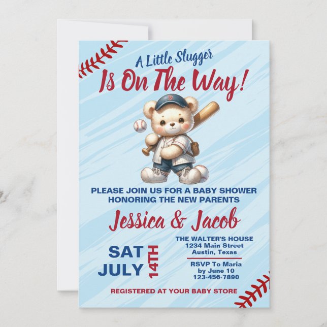 Invitation Baby shower de baseball (Devant)