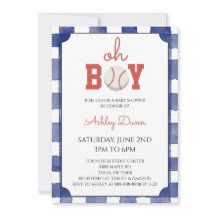 Baby shower de baseball à carreaux bleus