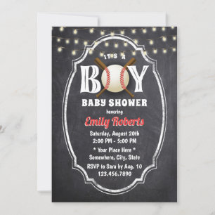 Invitation Baby shower de baseball Boy Rustic Chalkboard