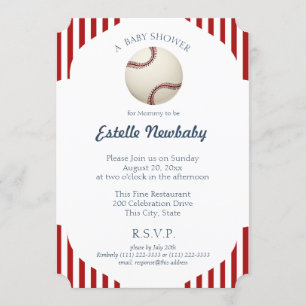 Invitation Baby shower de baseball Park Stripes