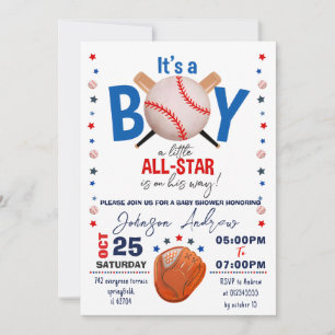 Invitation Baby shower de baseball personnel Slugger Party Ro