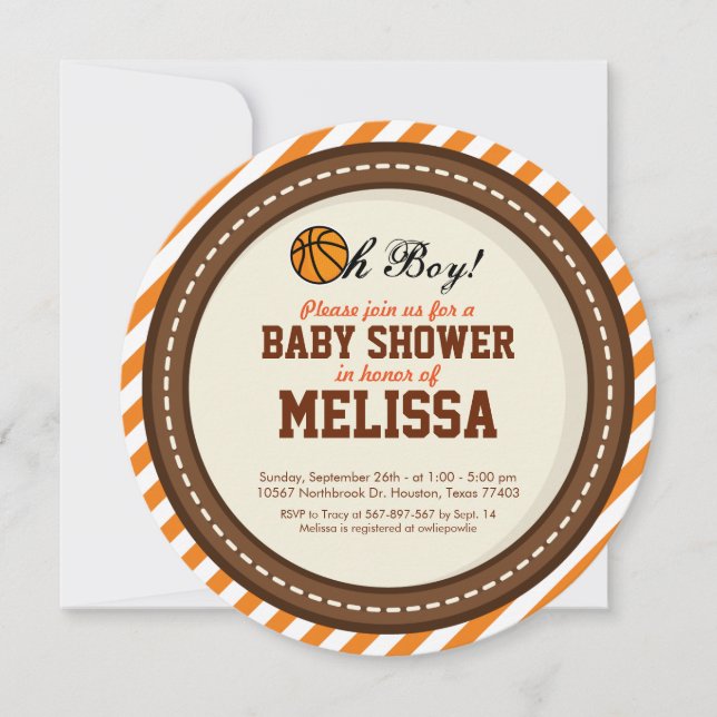 Invitation Baby shower de basket-ball (Devant)