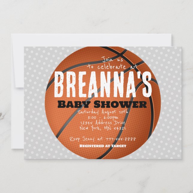 Invitation Baby shower de basket-ball (Devant)