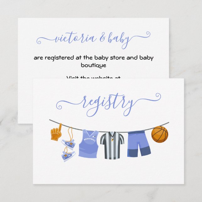Invitation Baby shower de basket-ball Cloline Registre (Devant / Derrière)
