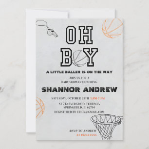 Invitation Baby shower de basket-ball numérique sport personn